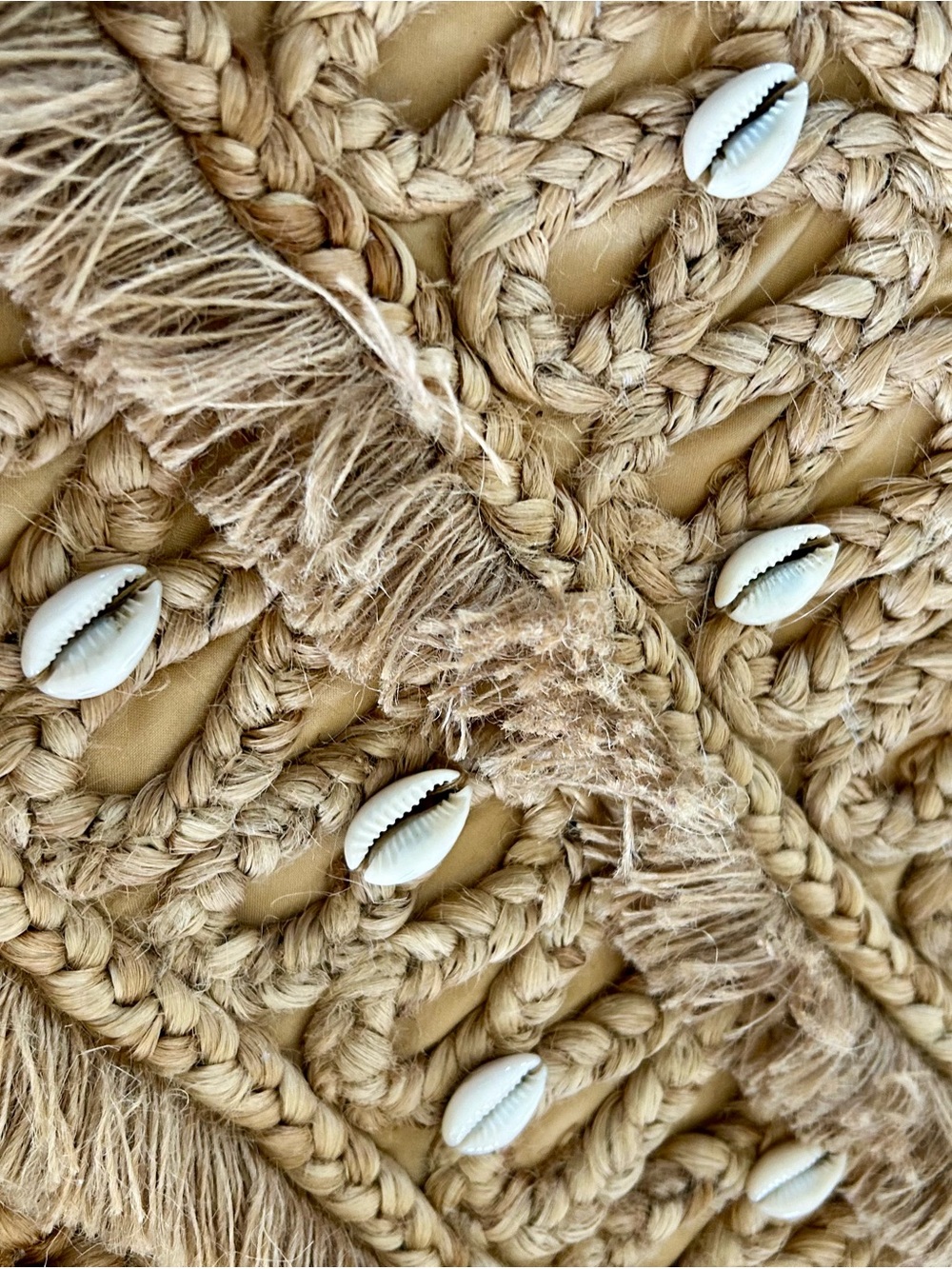 NWT Natural Woven Seashell Shell Salt + Umber Isla Jute Beach Tote Bag - Picture 5 of 10